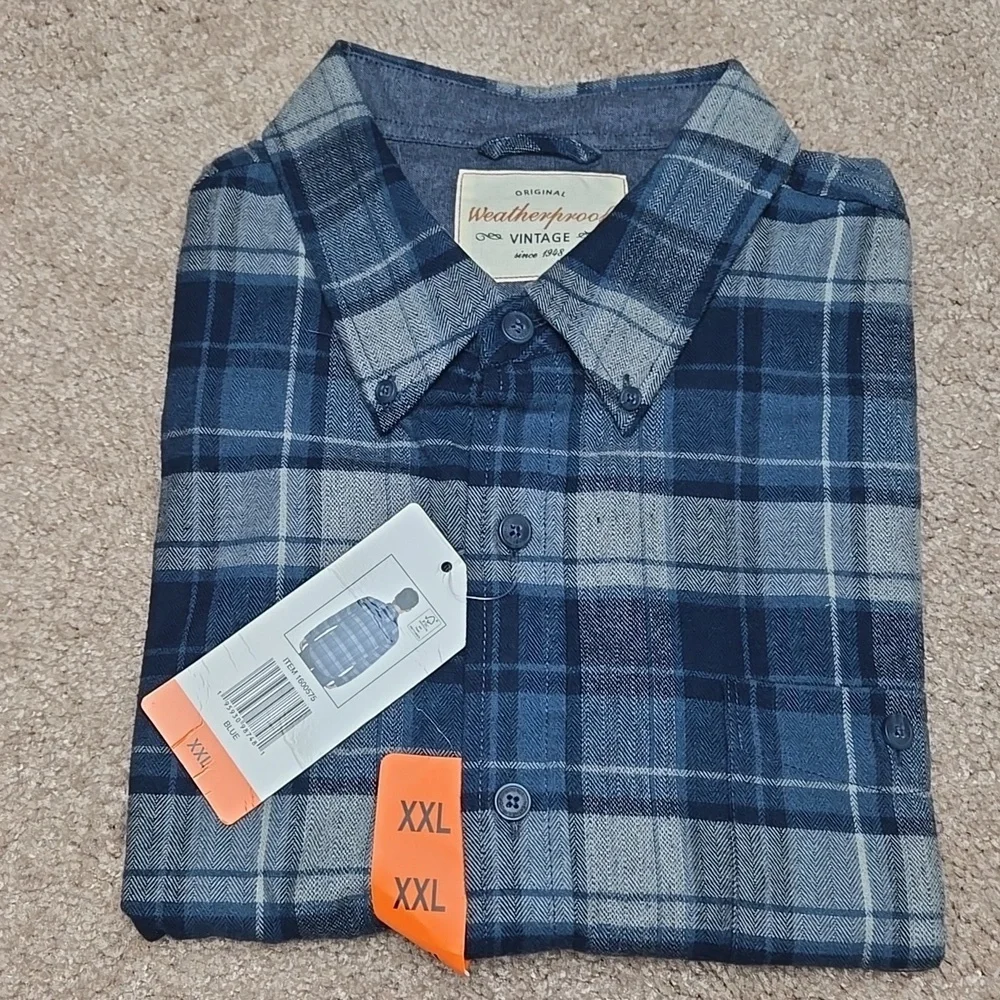NWT Original Weatherproof Vintage Flannel Shirt Men’s Size XXL ‎ Blue